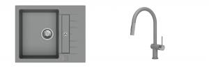 K-StrongSinks S3 Set zlew Vardar 615x500mm granit szary + Baterie Neris szara