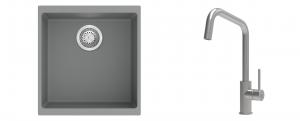 K-StrongSinks S3 Set zlew Hron 430x460mm granit szary + Baterie Arda nierdz.