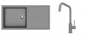 K-StrongSinks S3 Set zlew Labe 1000x500mm granit szary + Baterie Arda szara