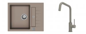 K-StrongSinks S3 Set zlew Vardar 615x500mm granit brąz + Baterie Arda brąz