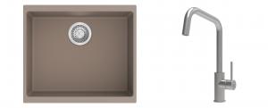 K-StrongSinks S3 Set zlew Hron 530x460mm granit brąz + Baterie Arda nierdz.