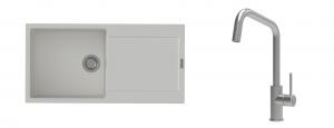 K-StrongSinks S3 Set zlew Zala 1000x500mm granit biały + Baterie Arda nierdz.