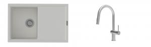 K-StrongSinks S3 Set zlew Labe 780x500mm granit biały + Baterie Neris nierdz.
