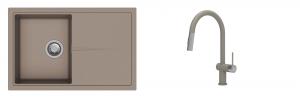 K-StrongSinks S3 Set zlew Labe 780x500mm granit brąz + Baterie Neris brąz