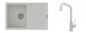 K-StrongSinks S3 Set zlew Labe 780x500mm granit biały + Baterie Arda biała