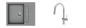 K-StrongSinks S3 Set zlew Vardar 615x500mm granit szary + Baterie Neris nierdz.