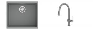 K-StrongSinks S3 Set zlew Hron 530x460mm granit szary + Baterie Neris szara