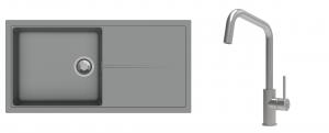 K-StrongSinks S3 Set zlew Labe 1000x500mm granit szary + Baterie Arda nierdz.