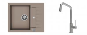 K-StrongSinks S3 Set zlew Vardar 615x500mm granit brąz + Baterie Arda nierdz.