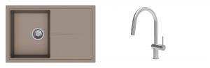 K-StrongSinks S3 Set zlew Labe 780x500mm granit brąz + Baterie Neris nierdz.