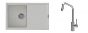 K-StrongSinks S3 Set zlew Labe 780x500mm granit biały + Baterie Arda nierdz.