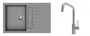 K-StrongSinks S3 Set zlew Vardar 780x500mm granit szary + Baterie Arda nierdz.