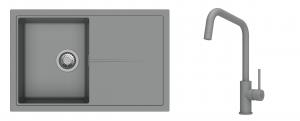 K-StrongSinks S3 Set zlew Labe 780x500mm granit szary + Baterie Arda szara