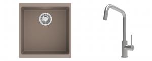 K-StrongSinks S3 Set zlew Hron 430x460mm granit brąz + Baterie Arda nierdz.