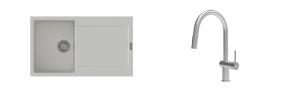 K-StrongSinks S3 Set zlew Zala 860x500mm granit biały + Baterie Neris nierdz.