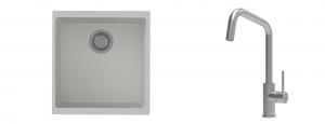 K-StrongSinks S3 Set zlew Hron 430x460mm granit biały + Baterie Arda nierdz.