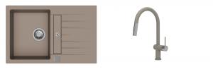 K-StrongSinks S3 Set zlew Vardar 780x500mm granit brąz + Baterie Neris brąz