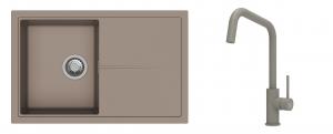 K-StrongSinks S3 Set zlew Labe 780x500mm granit brąz + Baterie Arda brąz