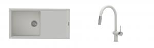 K-StrongSinks S3 Set zlew Labe 1000x500mm granit biały + Baterie Neris biała