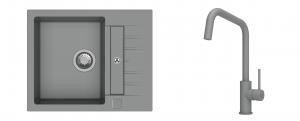 K-StrongSinks S3 Set zlew Vardar 615x500mm granit szary + Baterie Arda szara