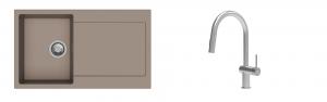 K-StrongSinks S3 Set zlew Zala 860x500mm granit brąz + Baterie Neris nierdz.