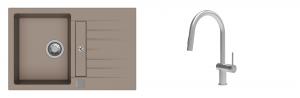 K-StrongSinks S3 Set zlew Vardar 780x500mm granit brąz + Baterie Neris nierdz.