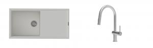 K-StrongSinks S3 Set zlew Labe 1000x500mm granit biały + Baterie Neris nierdz.