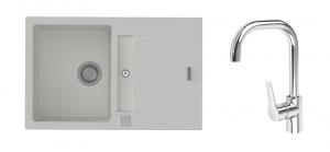 K-StrongSinks S3 Zlew Vardar 780x500mm granit biały + Bateria Garonne chrom