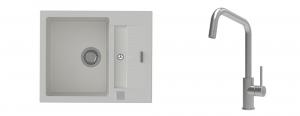 K-StrongSinks S3 Set zlew Vardar 615x500mm granit biały + Baterie Arda nierdz.