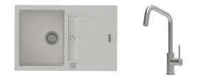 K-StrongSinks S3 Set zlew Vardar 780x500mm granit biały + Baterie Arda nierdz.