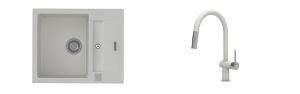 K-StrongSinks S3 Set zlew Vardar 615x500mm granit biały + Baterie Neris biała