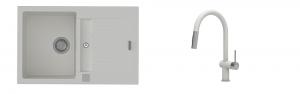 K-StrongSinks S3 Set zlew Vardar 780x500mm granit biały + Baterie Neris biała