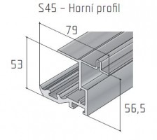 S-S45 górny profil prowadzący 2,5m, srebrny