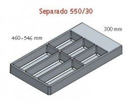 Wkład na sztućce Separado 546x300x2,8 mm srebrny