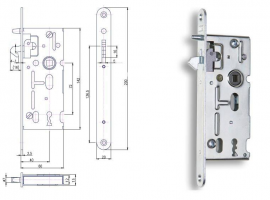 HOBES K 106 Zamek do drzwi przesuwnych 72/60 BB