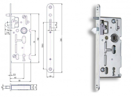 HOBES K 106 Zamek do drzwi przesuwnych 72/60