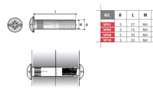 Okucie łączące nakrętka VF04 FN M4/30 mm