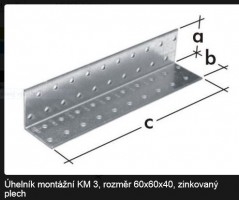 Narożnik blaszany 60x60x40 mm ocynk biały