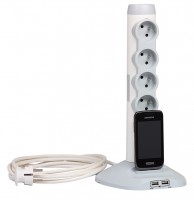 LEGRAND Przedłużacz wielofunkcyjny z ładowarką USB, 4xgniazdo, 3xUSB, biały