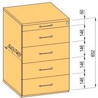 K-BBP Kontener 540mm typ 9/typ 8 (szuf.plast.,pełen wysuw,dociąg,tłum.)