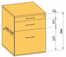 K-BBP Kontener 540mm typ 5/typ 2 (szuf. met, częściow. wysuw, dociąg,tłum.)