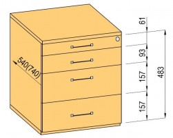 K-BBP Kontener 540mm typ 1/wersja 8 (plastikowa,pełny wysuw, dociąg, tłumienie)