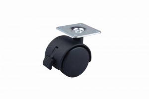 StrongCastors Kółko 50 mm z płytką i hamulcemczarne