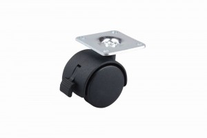 StrongCastors Kółko 40 mm z płytką i hamulcem czarne