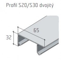 S-S20/30 alu listwa podwójna 6m elox